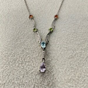 Sterling silver Multi-Color Gemstone Necklace